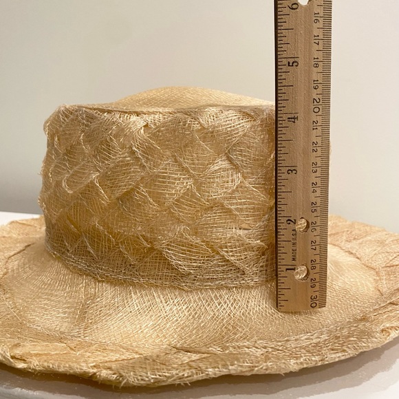 New vintage Daniele Meucci 100% Natural Straw unique checkerboard Woven Hat. - Picture 11 of 12